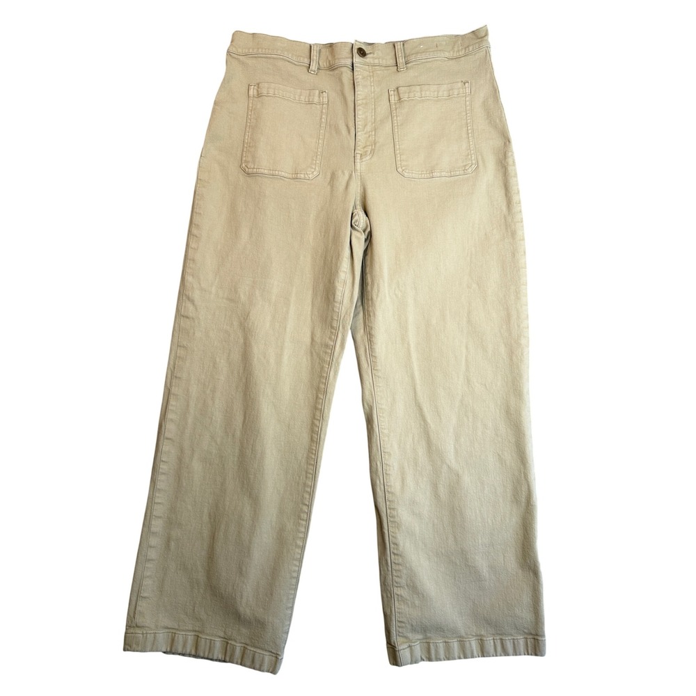 Madewell Emmett Wide-Leg Crop Pants Tan Khaki Women 33 High Rise Utility Stretch
